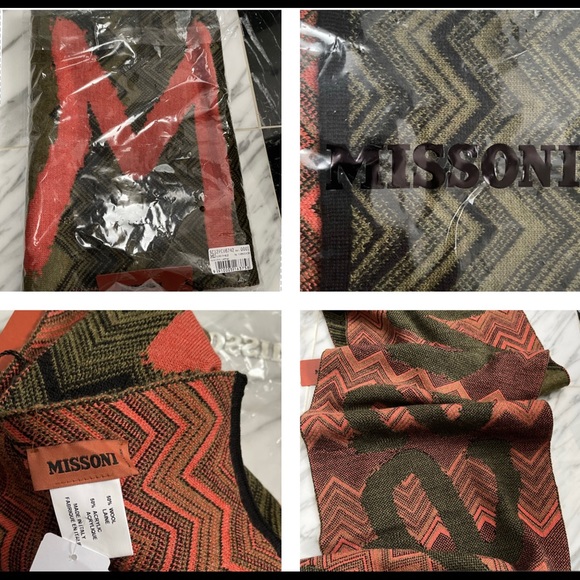 MISSONI WRITTEN IN ORANGE ACROSS A SIGNATURE CHEVON SCARF - Picture 6 of 16